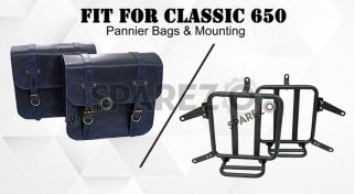 For Royal Enfield Classic 650 Genuine Leather Pannier Bags With Mounting